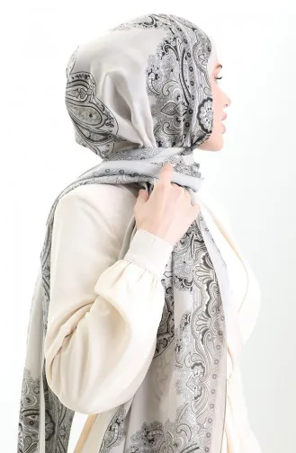 Karaca Desenli Cotton Şal 82002-05 Krem Siyah