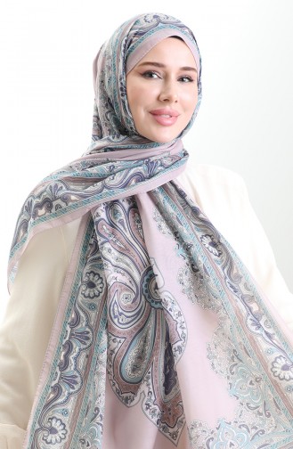 Karaca Desenli Cotton Şal 82002-07 Pudra Mavi