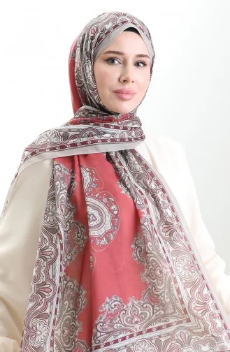 شال قطني منقوش كاراكا 82002-08 أحمر منك 82002-08