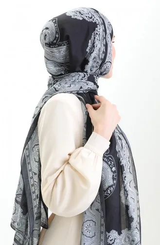 Karaca Desenli Cotton Şal 82002-13 Siyah Gri