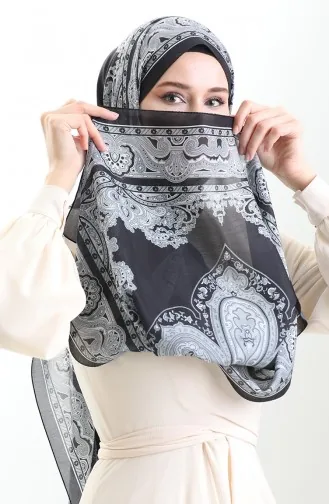 Karaca Desenli Cotton Şal 82002-13 Siyah Gri