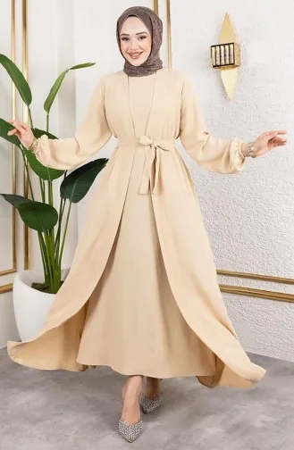 Asil Abaya Suit 0336-01 Beige 0336-01