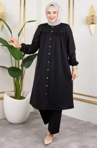 Büzgülü Tesettür Takım 2061-01 Siyah