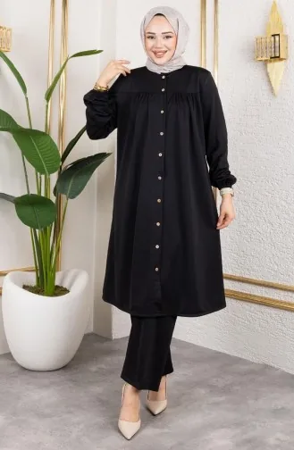 Büzgülü Tesettür Takım 2061-01 Siyah