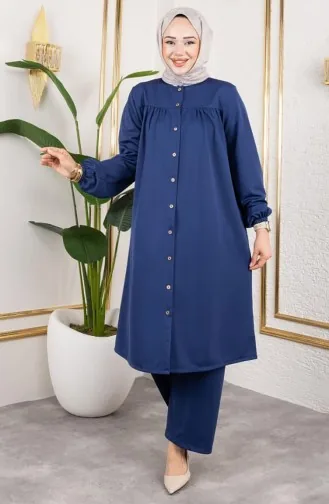 Pleated Hijab Suit 2061-02 Indigo 2061-02