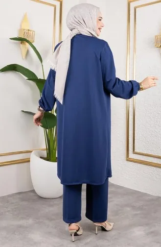 Pleated Hijab Suit 2061-02 Indigo 2061-02