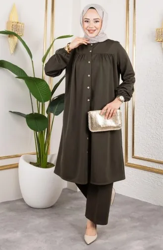 Büzgülü Tesettür Takım 2061-04 Haki