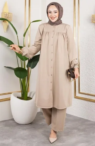 Ensemble Hijab Plissé 2061-06 Beige 2061-06
