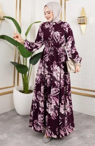Robe En Viscose Taille Tunnel 7119-05 Prune 7119-05