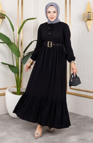 Schwarz Hijab Kleider 0220-04