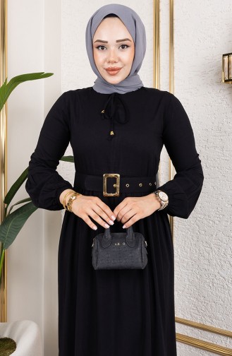 Schwarz Hijab Kleider 0220-04