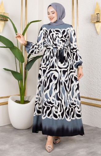 Schwarz Hijab Kleider 7127-03
