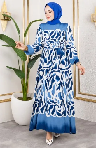 Elastic Waist Patterned Dress 7127-04 Saks 7127-04