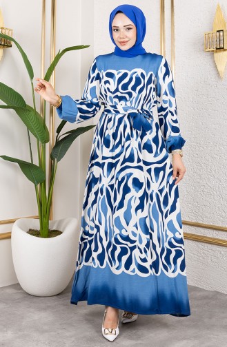 Saks-Blau Hijab Kleider 7127-04