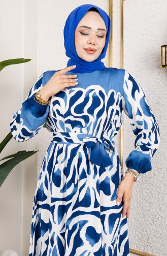 Saks-Blau Hijab Kleider 7127-04