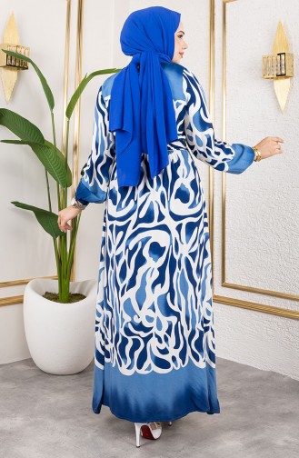Saks-Blau Hijab Kleider 7127-04