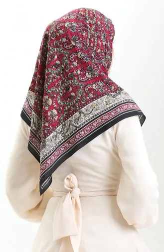 Karaca Desenli Kupra Eşarp 81088-05 Siyah Fuşya
