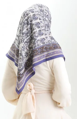 Karaca Patterned Cupra Scarf 81088-07 Purple Cream 81088-07