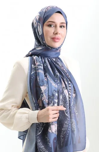 Patterned Soft Shawl 70313-08 Denim Blue 70313-08