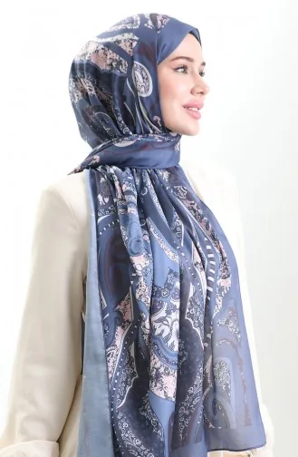 Patterned Soft Shawl 70313-08 Denim Blue 70313-08