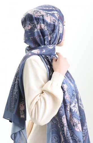 Patterned Soft Shawl 70313-08 Denim Blue 70313-08