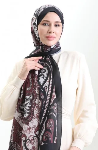 Châle Doux à Motifs 70313-11 Noir Bordeaux Rouge 70313-11