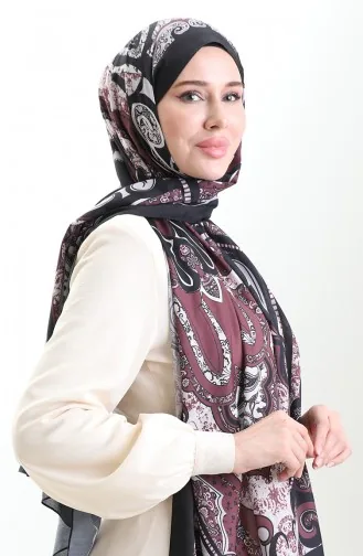 Châle Doux à Motifs 70313-11 Noir Bordeaux Rouge 70313-11