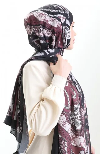 Châle Doux à Motifs 70313-11 Noir Bordeaux Rouge 70313-11