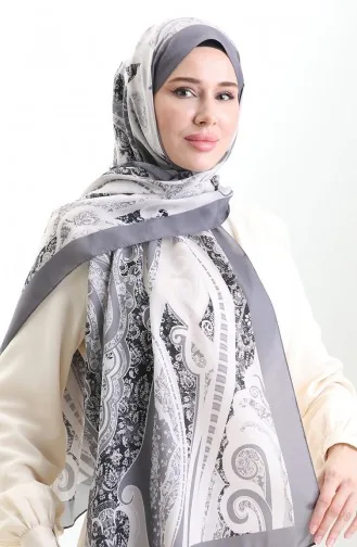 Desenli Soft Şal 70313-15 Taş Gri