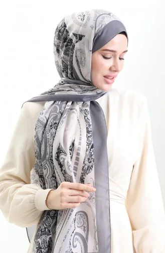Desenli Soft Şal 70313-15 Taş Gri
