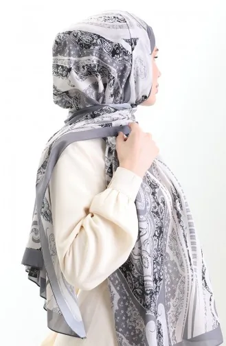 Desenli Soft Şal 70313-15 Taş Gri