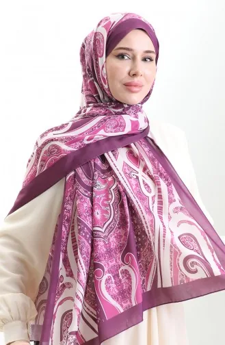 شال ناعم منقوش 70313-16 لون أرجواني فوشيا 70313-16