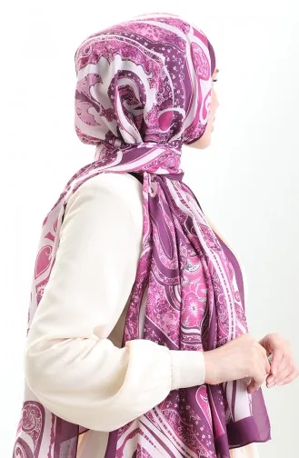 شال ناعم منقوش 70313-16 لون أرجواني فوشيا 70313-16