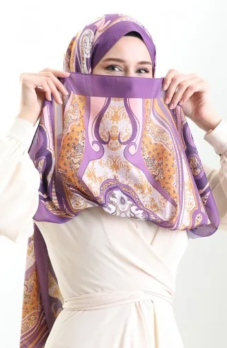 Patterned Soft Shawl 70313-17 Lilac Mustard 70313-17