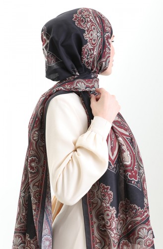Karaca Desenli Cotton Şal 82002-01 Siyah Bordo