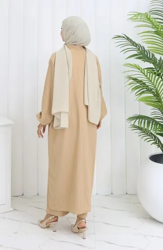 بدلة مزدوجة من قماش الكريب، بنطلون، تونيك، 2093-01، لون القهوة والحليب 2093-01