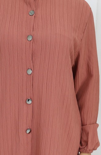 Bürümcük Kumaş Tunik Pantolon İkili Takım 2093-04 Gül Kurusu