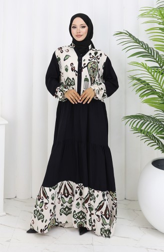 Farbali Garnili Viskon Elbise 994587A-05 Siyah Haki