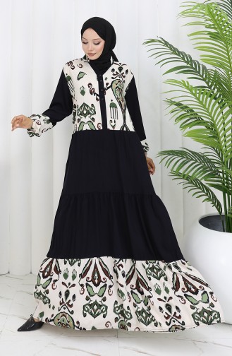 Farbali Garnili Viskon Elbise 994587A-05 Siyah Haki