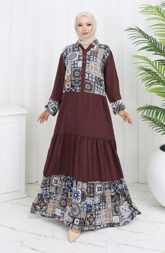 Robe Hijab Couleur Brun 994587C-02
