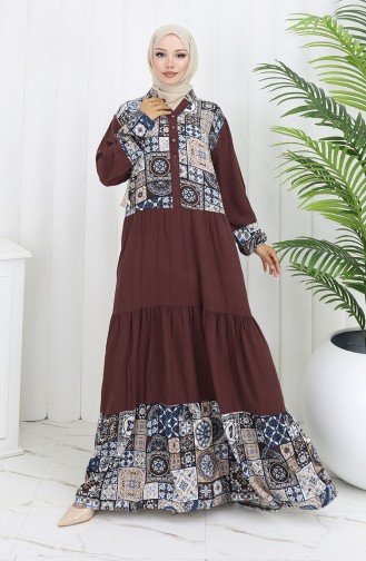 Robe Hijab Couleur Brun 994587C-02