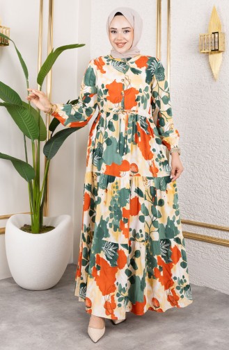 Green Hijab Dress 7124-02