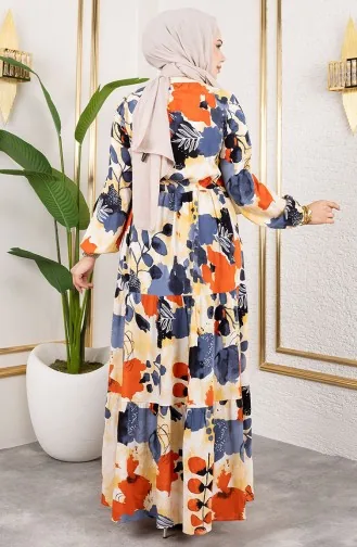 فستان من قماش الفيسكوز بخصر مربوط 7124-03 وردي باهت 7124-03