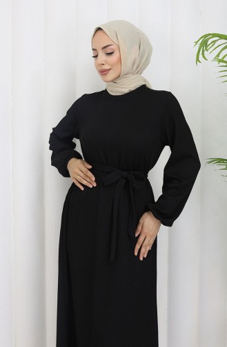 Schwarz Hijab Kleider 5577-04