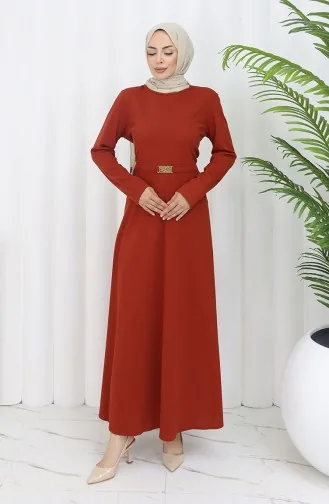Kleid Mit Schnalle 7123-01 Ziegelrot 7123-01