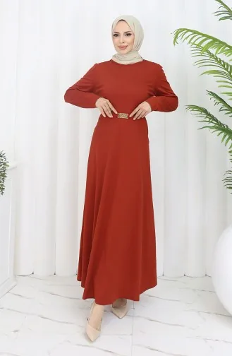 Kleid Mit Schnalle 7123-01 Ziegelrot 7123-01
