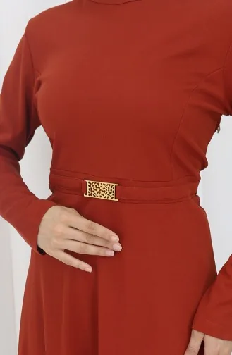 Kleid Mit Schnalle 7123-01 Ziegelrot 7123-01