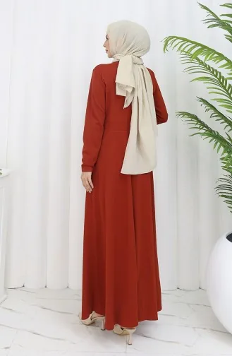 Kleid Mit Schnalle 7123-01 Ziegelrot 7123-01