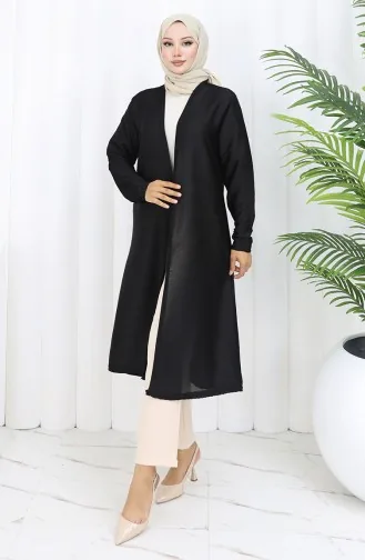 Effen Lange Seizoensvest In Zwart 8756-01 Zwart 8756-01