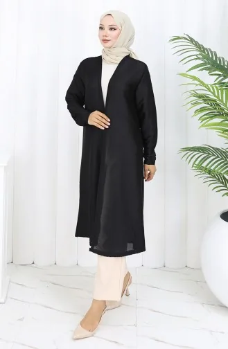 Effen Lange Seizoensvest In Zwart 8756-01 Zwart 8756-01